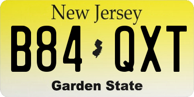 NJ license plate B84QXT