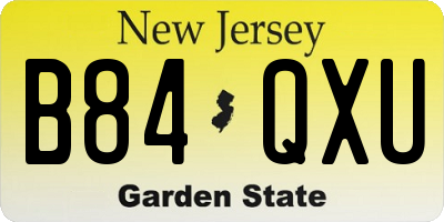 NJ license plate B84QXU