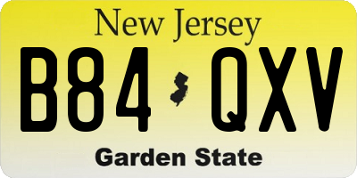 NJ license plate B84QXV