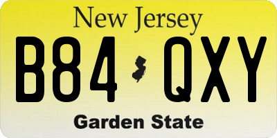 NJ license plate B84QXY