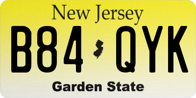NJ license plate B84QYK
