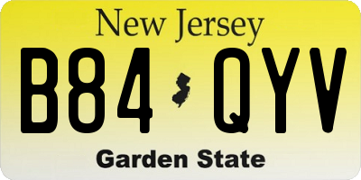 NJ license plate B84QYV