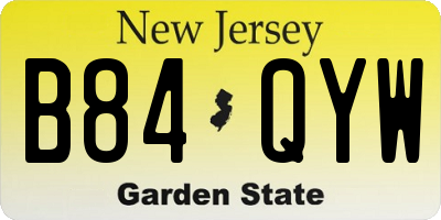 NJ license plate B84QYW