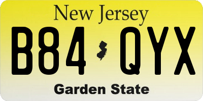 NJ license plate B84QYX