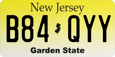 NJ license plate B84QYY