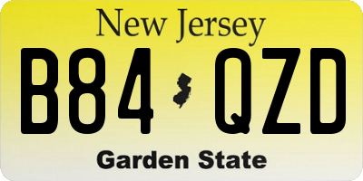 NJ license plate B84QZD