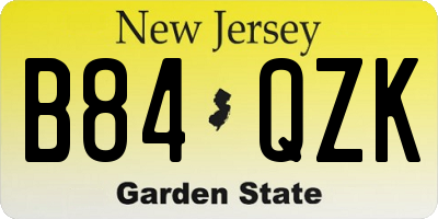 NJ license plate B84QZK
