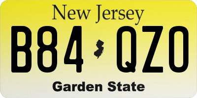 NJ license plate B84QZO