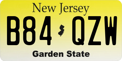 NJ license plate B84QZW