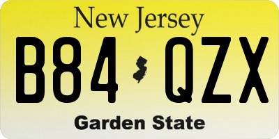 NJ license plate B84QZX