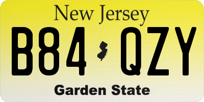 NJ license plate B84QZY