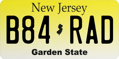 NJ license plate B84RAD
