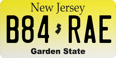 NJ license plate B84RAE