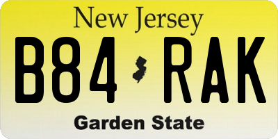 NJ license plate B84RAK