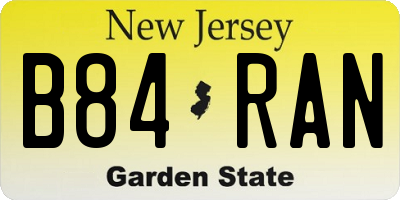 NJ license plate B84RAN