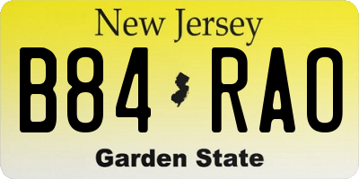 NJ license plate B84RAO