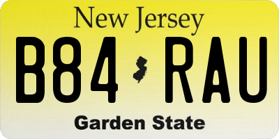 NJ license plate B84RAU