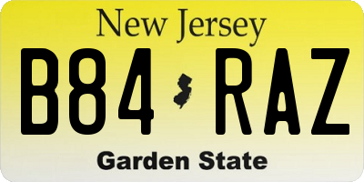 NJ license plate B84RAZ