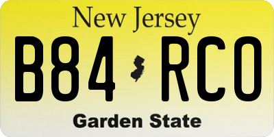 NJ license plate B84RCO