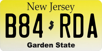 NJ license plate B84RDA