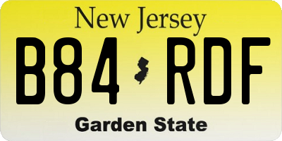 NJ license plate B84RDF