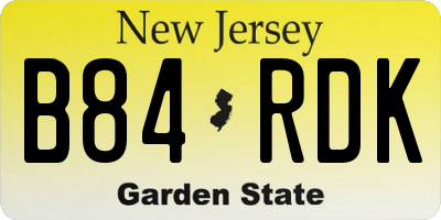 NJ license plate B84RDK