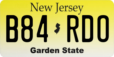 NJ license plate B84RDO