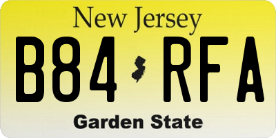 NJ license plate B84RFA