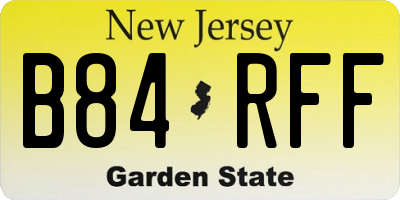 NJ license plate B84RFF