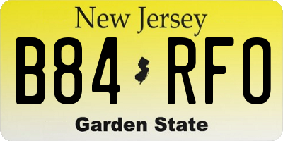 NJ license plate B84RFO