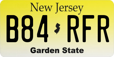 NJ license plate B84RFR