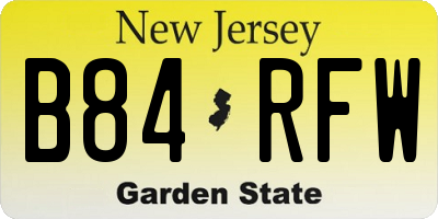 NJ license plate B84RFW