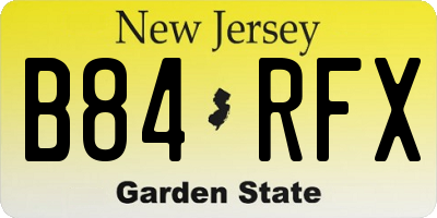 NJ license plate B84RFX