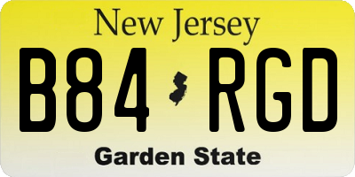 NJ license plate B84RGD