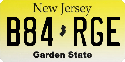 NJ license plate B84RGE