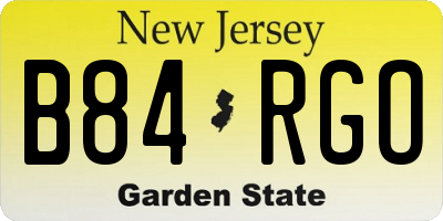 NJ license plate B84RGO