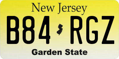 NJ license plate B84RGZ