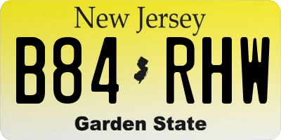 NJ license plate B84RHW