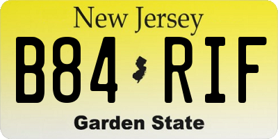 NJ license plate B84RIF