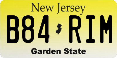 NJ license plate B84RIM
