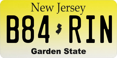 NJ license plate B84RIN