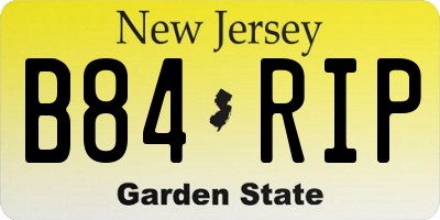 NJ license plate B84RIP