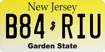 NJ license plate B84RIU