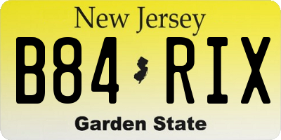 NJ license plate B84RIX