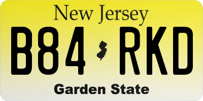 NJ license plate B84RKD