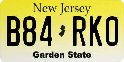 NJ license plate B84RKO