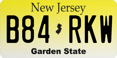 NJ license plate B84RKW