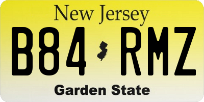 NJ license plate B84RMZ