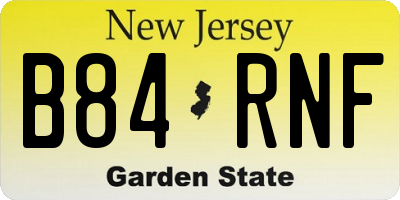 NJ license plate B84RNF