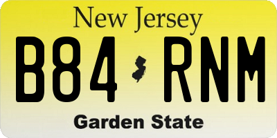 NJ license plate B84RNM